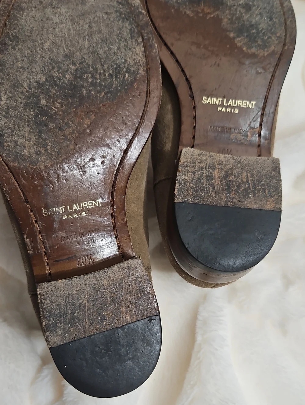 Saint Laurent Paris Wyatt Suede Chelsea Boots Men's 40.5 Tobacco Brown 443208